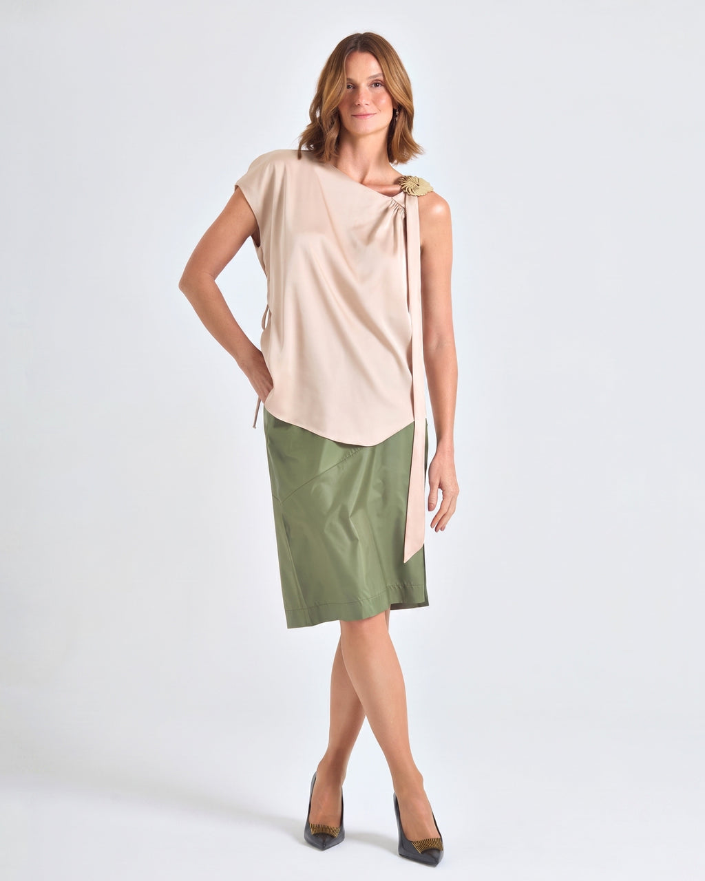 Blusa de Cetim Champagne