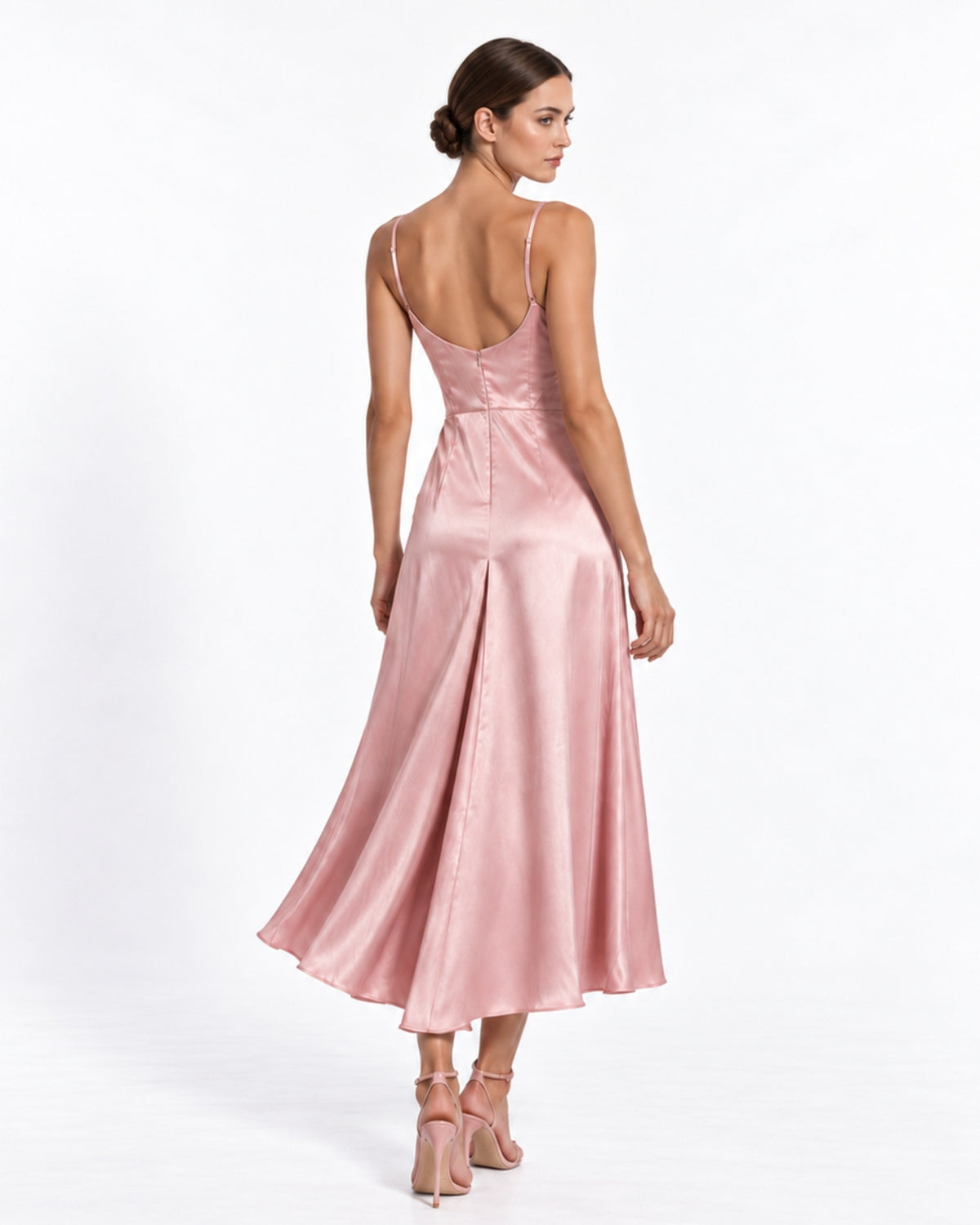 Vestido Sleep Dress de Cetim Rosa Bebê