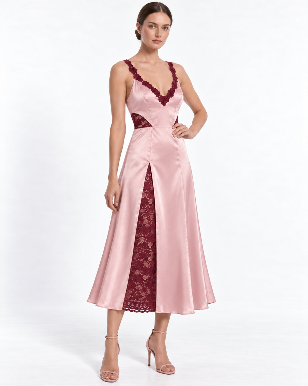 Vestido Sleep Dress de Cetim Rosa Bebê