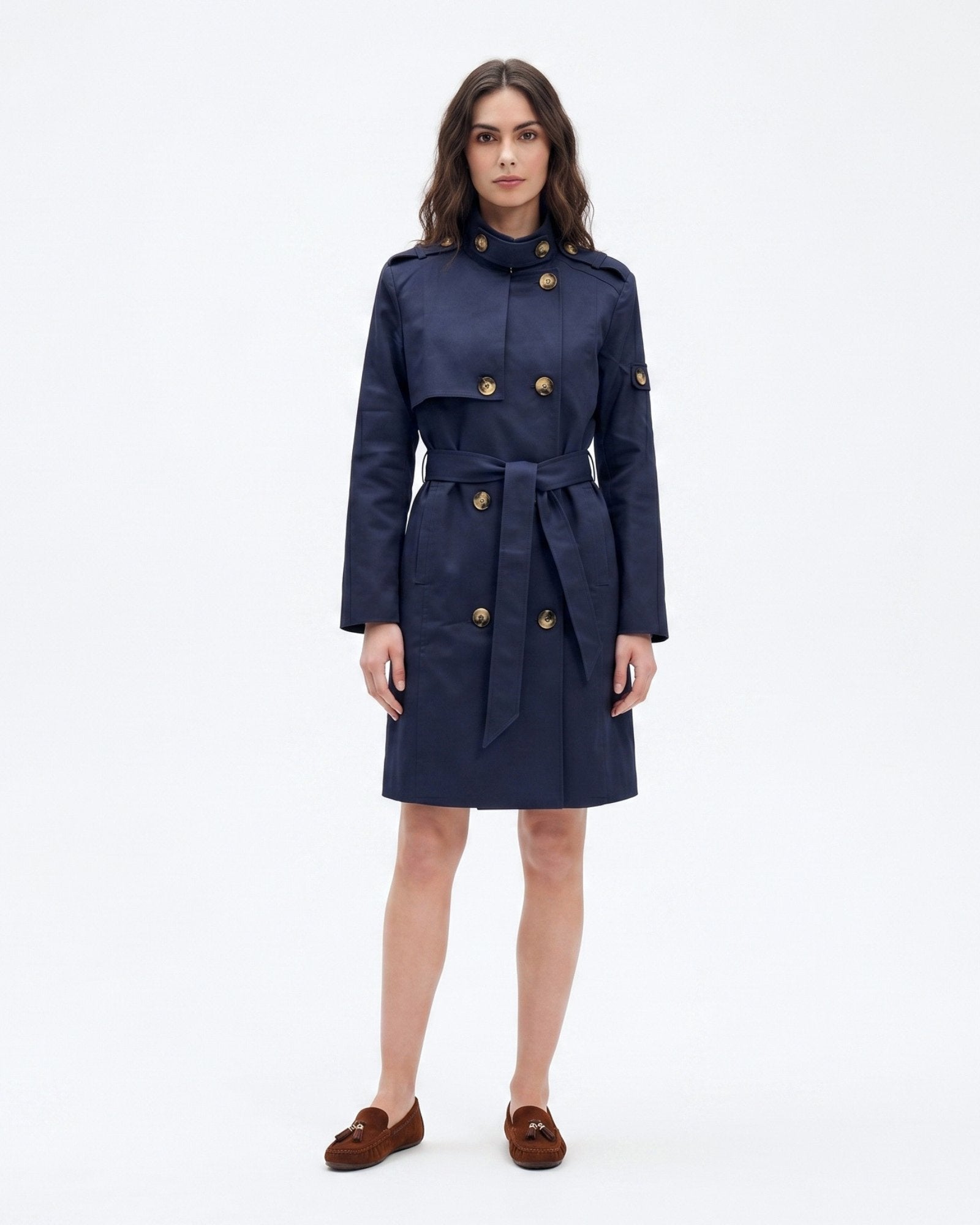 Trench Coat Origens Azul Marinho – Cristiane Shoor